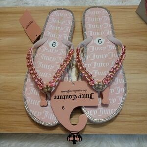 Juicy Couture Pink Rhinestone Thong Sandals Women's Size 6 & 9 New